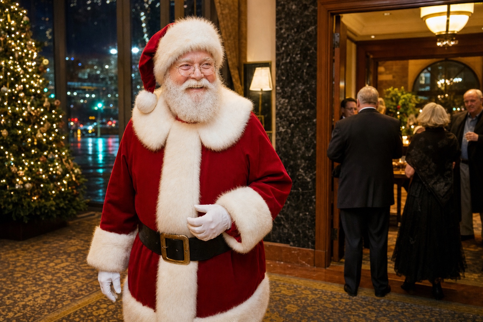 Professional Santa at a Portland Oregon hotel holiday event