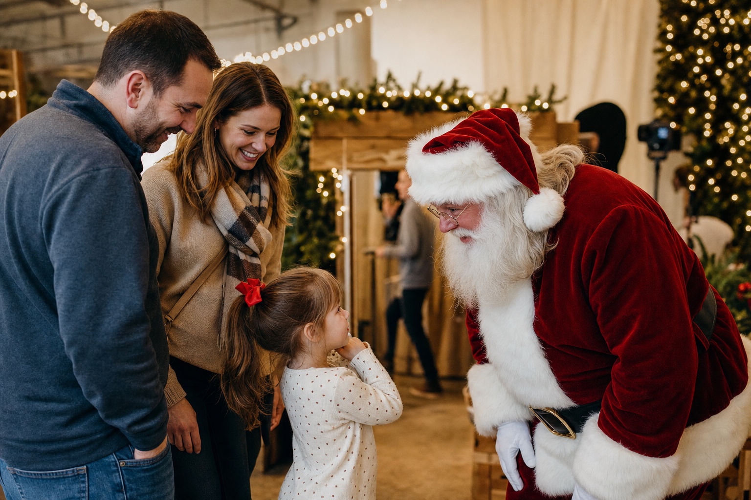 Professional Santa welcoming families at a Kansas City Missouri public photo program